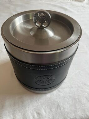 Bacardi Stainless Steel Faux Black Leather Ice Bucket Bat Logo